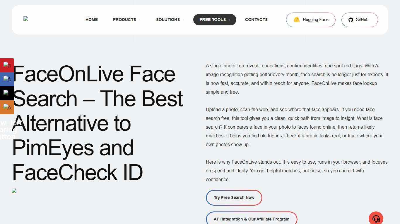 Free Face Search Online - The Best Alternative to PimEyes and FaceCheck ID - FaceOnLive : On-Premises ID Verification & Biometrics Solution Provider
